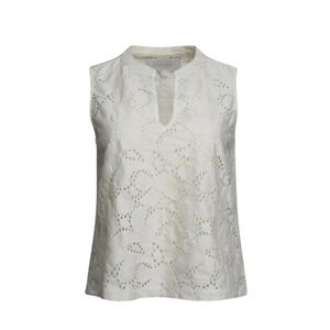 Brochu Walker Size XS Bria Natural Lace Top Ivory Sleeveless Classic Airy Eyelet